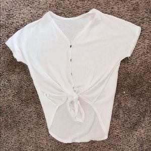 White boho tie shirt